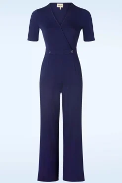 Abigail Crossover Jumpsuit In Marineblauw