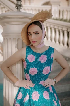 Adriana Swingjurk Met Bloemenprint In Groenblauw Blauw