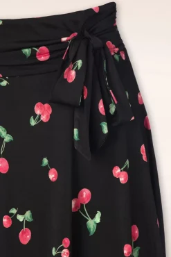 Ally Swing Rok Met Kersenprint In Zwart