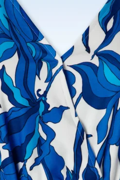 Amira Flower Jurk In Blauw En Wit