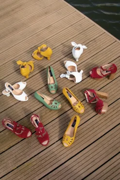 Angie Monaco Peeptoe Pumps In Mango Mojito