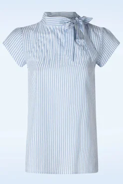 Anna Gestreepte Top In Lichtblauw