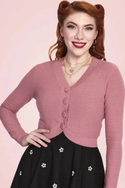 Ariane Getextureerd Gebreid Cropped Vest In Roze