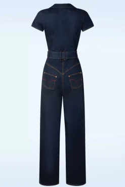 Audrey Jumpsuit Short Sleeve In Donkerdenim