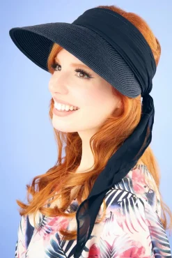 Augusta Strohoed Met Klep In Marineblauw