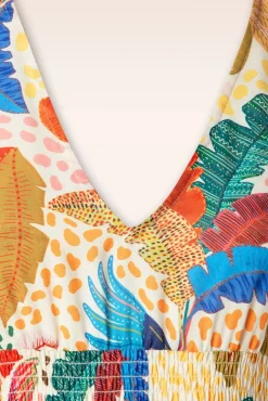 Aurora Tropical Midi Jurk In Multi