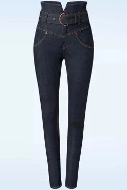 Babe Skinny Jeans Met Hoge Taille In Donkerblauw