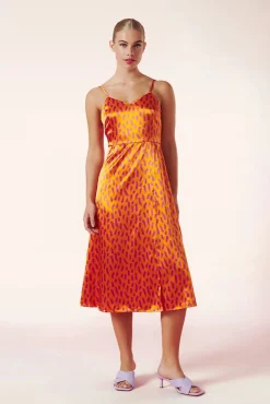 Bella Midi Jurk In Oranje