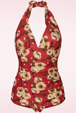 Blossom One Piece Halterbadpak In Rood