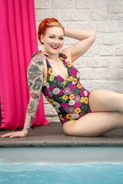 Bow Flower Power Badpak In Zwart