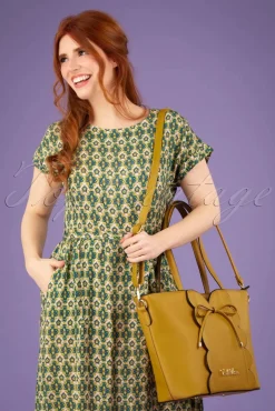 Bow Front Geschulpte Shopper Tas Mosterd Geel