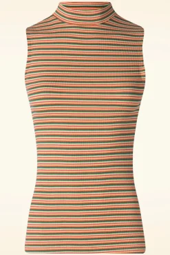 Boxy Stripe Turtle Top In Ponderosa Groen