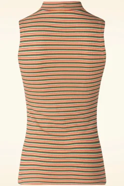 Boxy Stripe Turtle Top In Ponderosa Groen