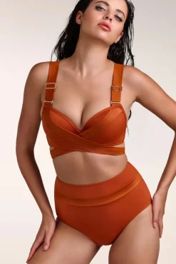 Cache Coeur Push Up Bikini Top In Roest Oranje