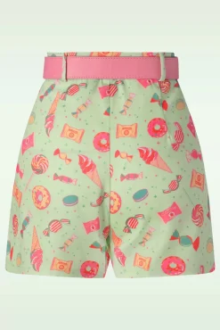 Candy Belted Shorts In Mint