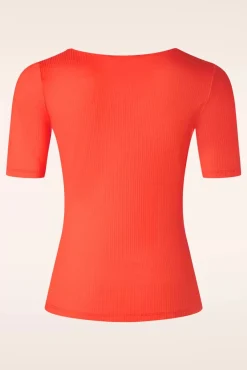 Carice Uni Rib Top In Zon Oranje