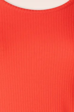Carice Uni Rib Top In Zon Oranje