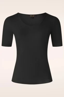 Carice Uni Rib Top In Zwart