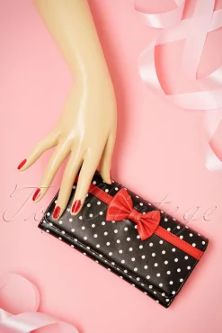 Carla Bow Polka Portemonnee In Zwart En Rood