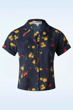 Caterina Bloom Shirt In Marineblauw