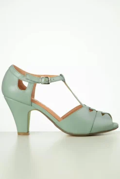 Catherina T-Strap Pumps In Mintgroen