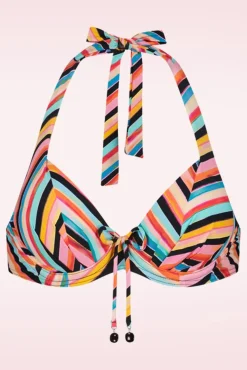 Chevron Chic Padded Bikini Top In Multi