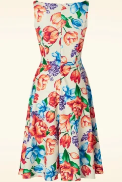 Cindi Floral Swing Jurk In Creme