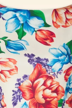 Cindi Floral Swing Jurk In Creme