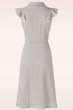 Crepe Flare Jurk In Creme