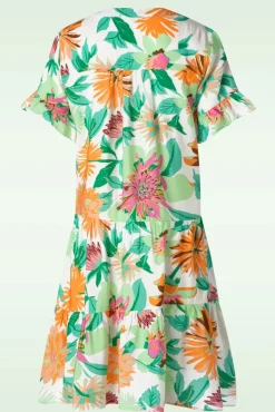 Dahlia Flower Jurk In Gebroken Wit