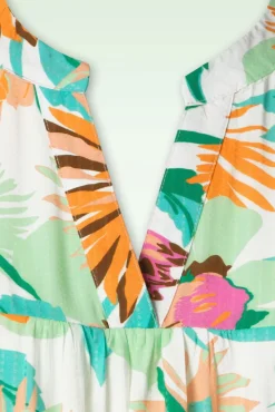 Dahlia Flower Jurk In Gebroken Wit