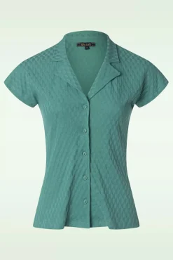 Dani Manelli Jacquard Blouse In Smoke Groen