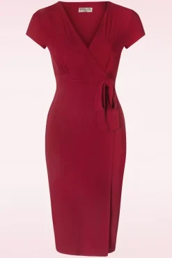 Darcy Pencil Jurk In Donkerrood