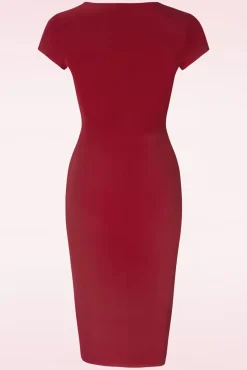 Darcy Pencil Jurk In Donkerrood