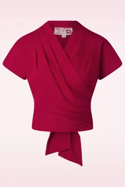 Darla Wikkelblouse Met Korte Mouwen In Rood