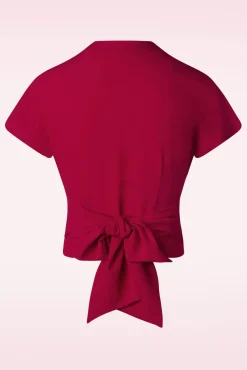Darla Wikkelblouse Met Korte Mouwen In Rood