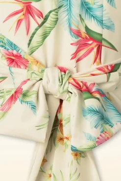 Darla Wikkelblouse Met Korte Mouwen In Honolulu Naturel