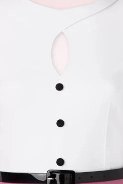 De Sienna Pencil Jurk In Flamingoroze En Wit