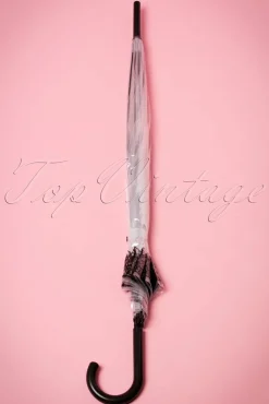 Dentelle Flower Transparante Koepelparaplu In Zwart