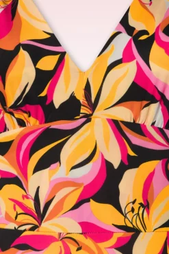 Deveny Abstract Floral Maxi Jurk In Roze En Geel