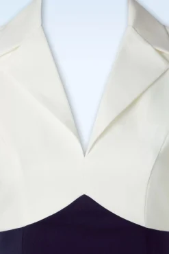 Dianne Swing Jurk In Wit En Marineblauw