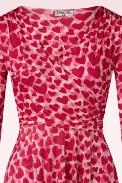 Ditsy Heart Swingjurk In Rood En Roze