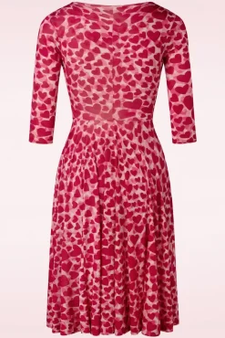 Ditsy Heart Swingjurk In Rood En Roze