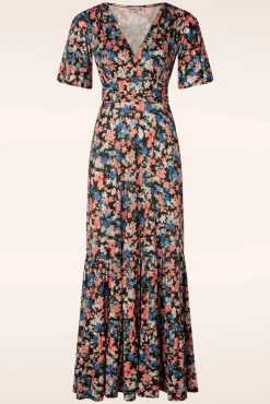Ditsy Maxi Jurk In Zwart