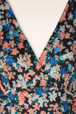 Ditsy Maxi Jurk In Zwart