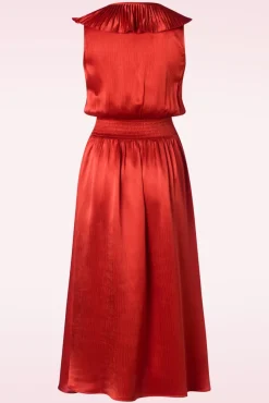 Edith Frills Jurk In Roestrood