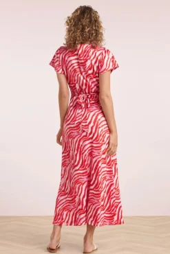 Elena Maxi Jurk In Roze En Rood