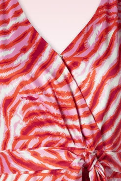 Elena Maxi Jurk In Roze En Rood