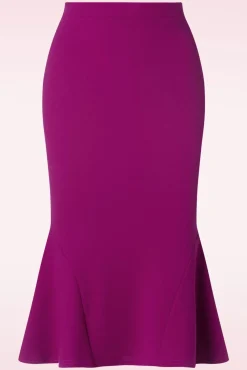 Ellie Crepe Pencil Rok In Amaranth