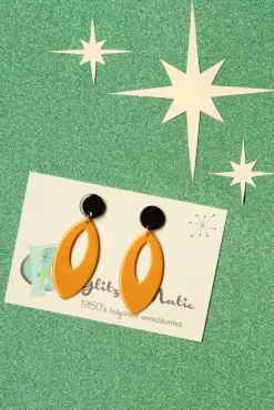 Ellips Hanger Oorbellen In Mosterd